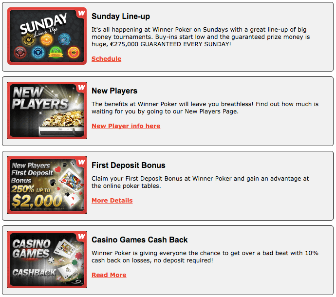 Angebotsauszug von Winner Poker