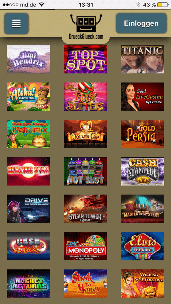 DrückGlück Spielansicht auf dem Handy