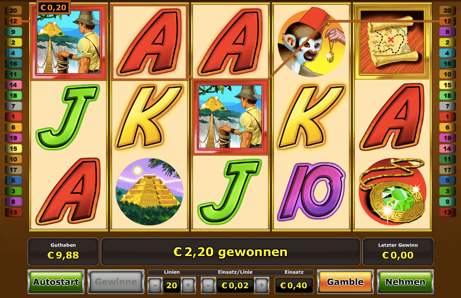 Gewinn von 2,20 Euro im Quest for Gold Spielautomaten