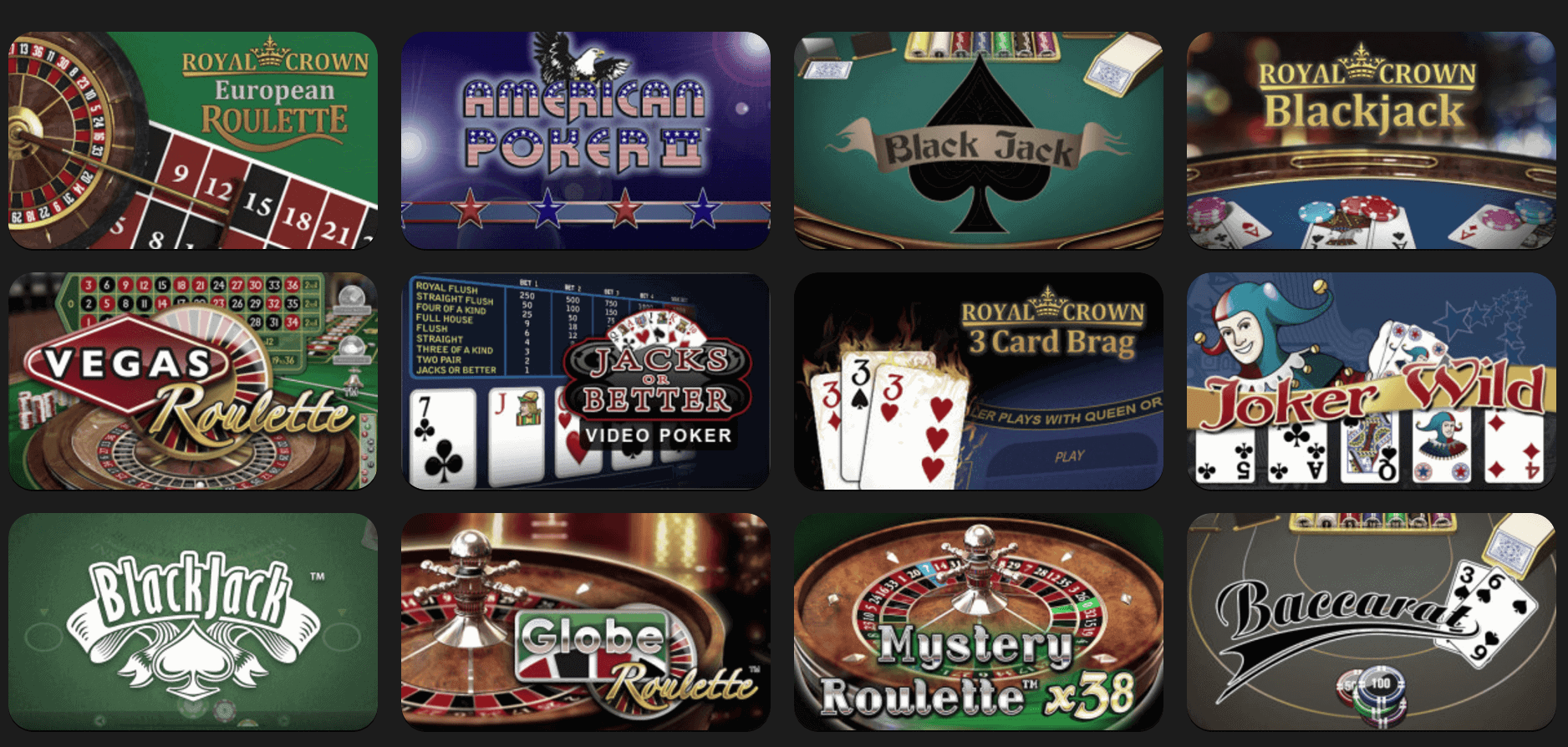 Auszug der Tischspiele im Ovo Casino