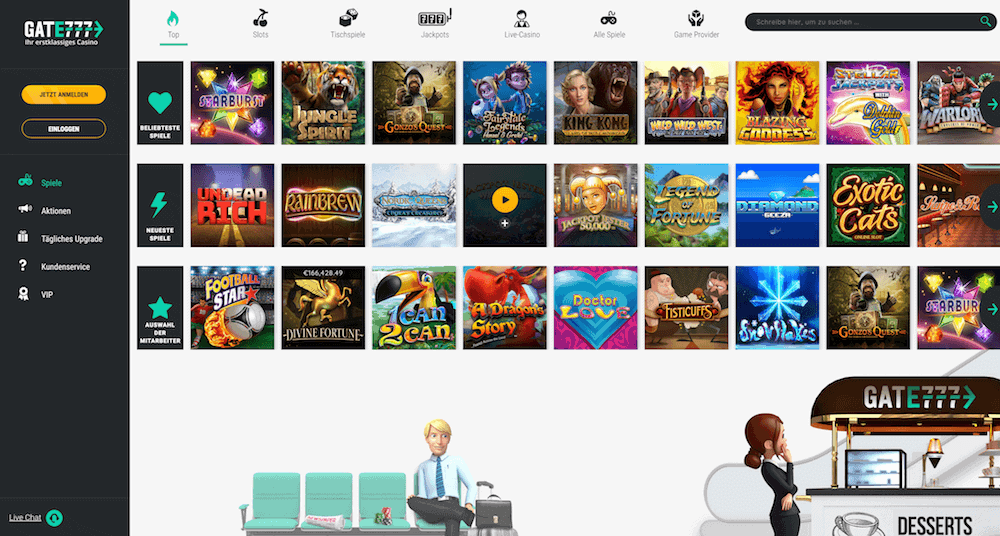 Spielautomatenübersicht im Gate777 Casino