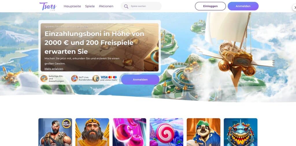 tsars casino desktop screenshot