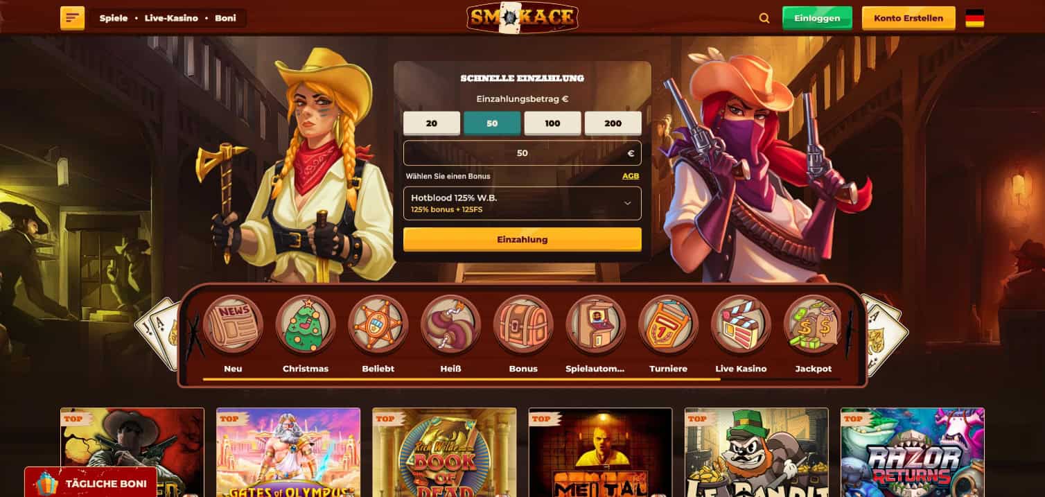 Smokace Casino 2024 - Großzügige Boni Casino und Sicherheit