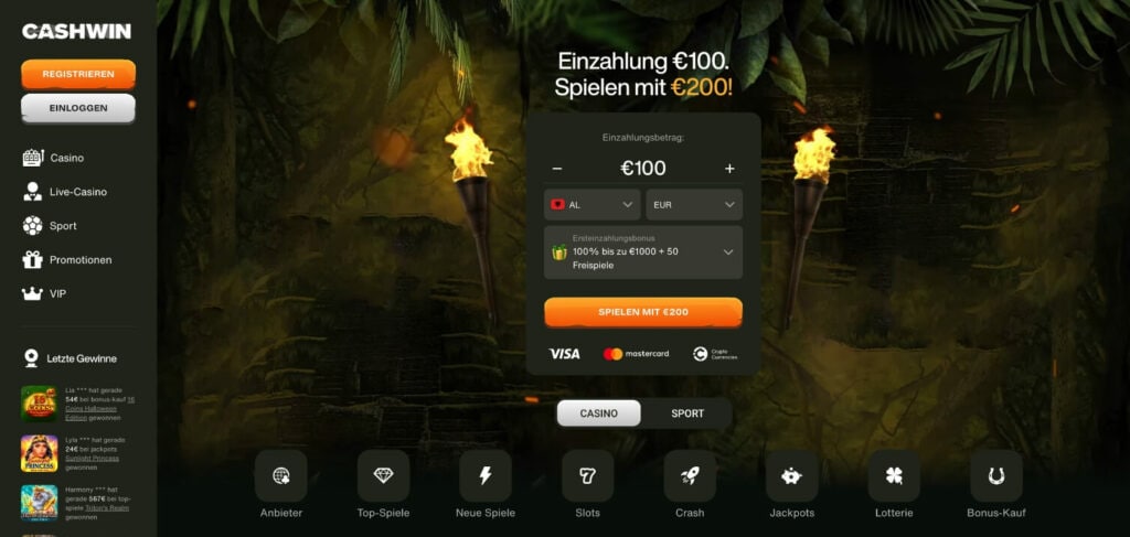 cashwin casino desktop