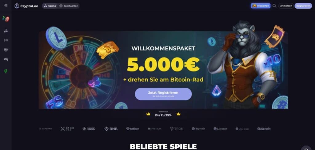 cryptoleo casino homepage