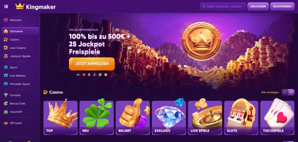 kingmaker casino homepage