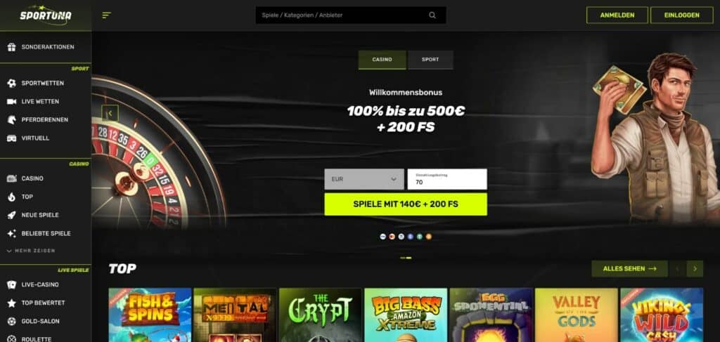 sportuna casino homepage