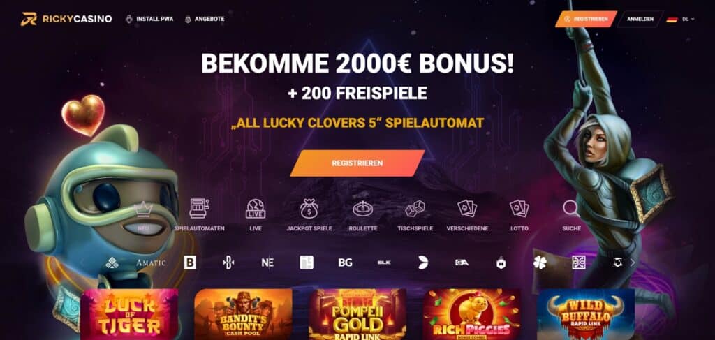 ricky casino homepage