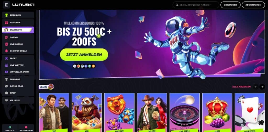 lunubet casino screenshot