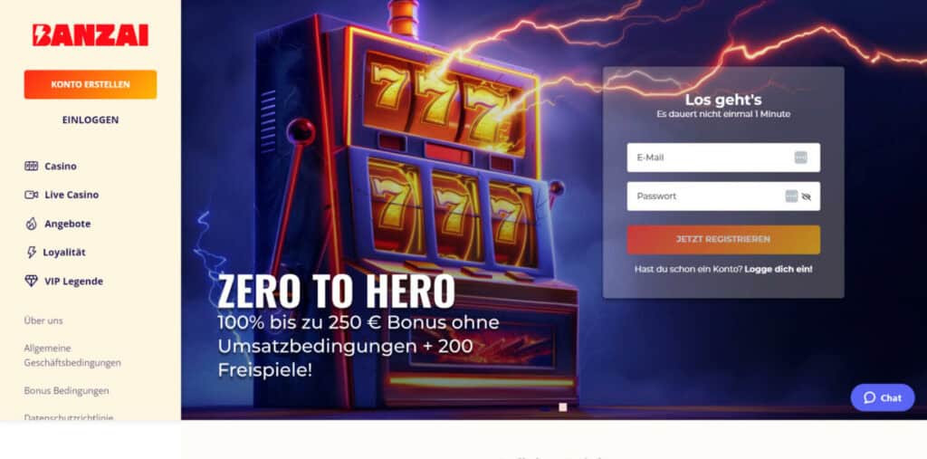 banzai casino desktop screenshot